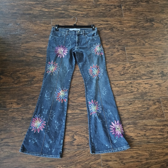 Versace Vintage Floral Embroidered Jeans Size 32 - Picture 11 of 11